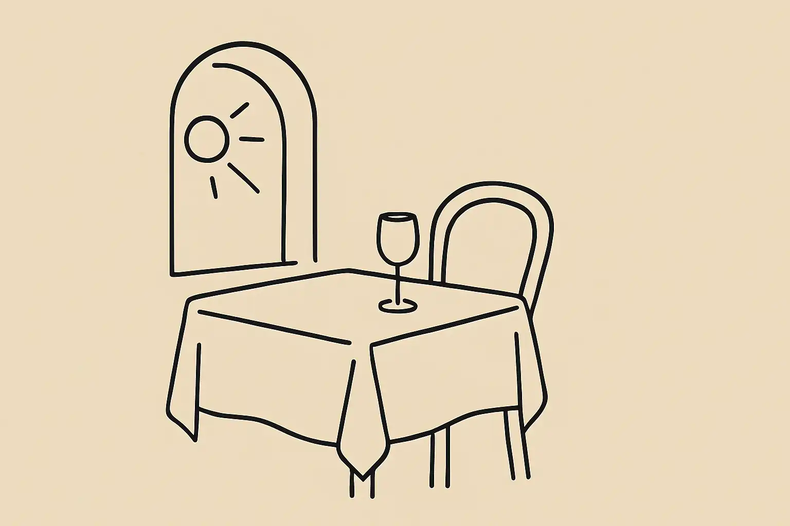 Table de restaurant vide prete pour le service du matin