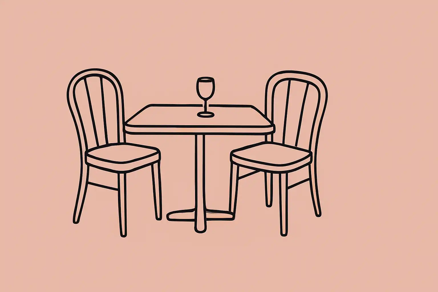 Une table de restaurant en fin de service, une chaise légèrement repoussée, un verre laissé derrière