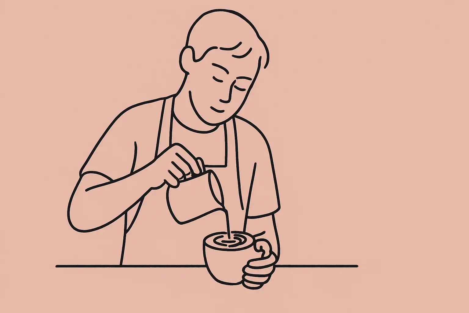 Barista qui prépare un latte art dans un café troisième vague à Montréal