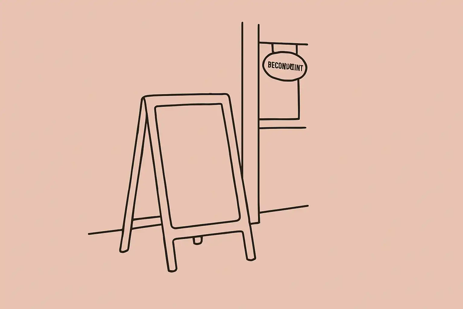 Ardoise de restaurant vierge appuyée contre un mur