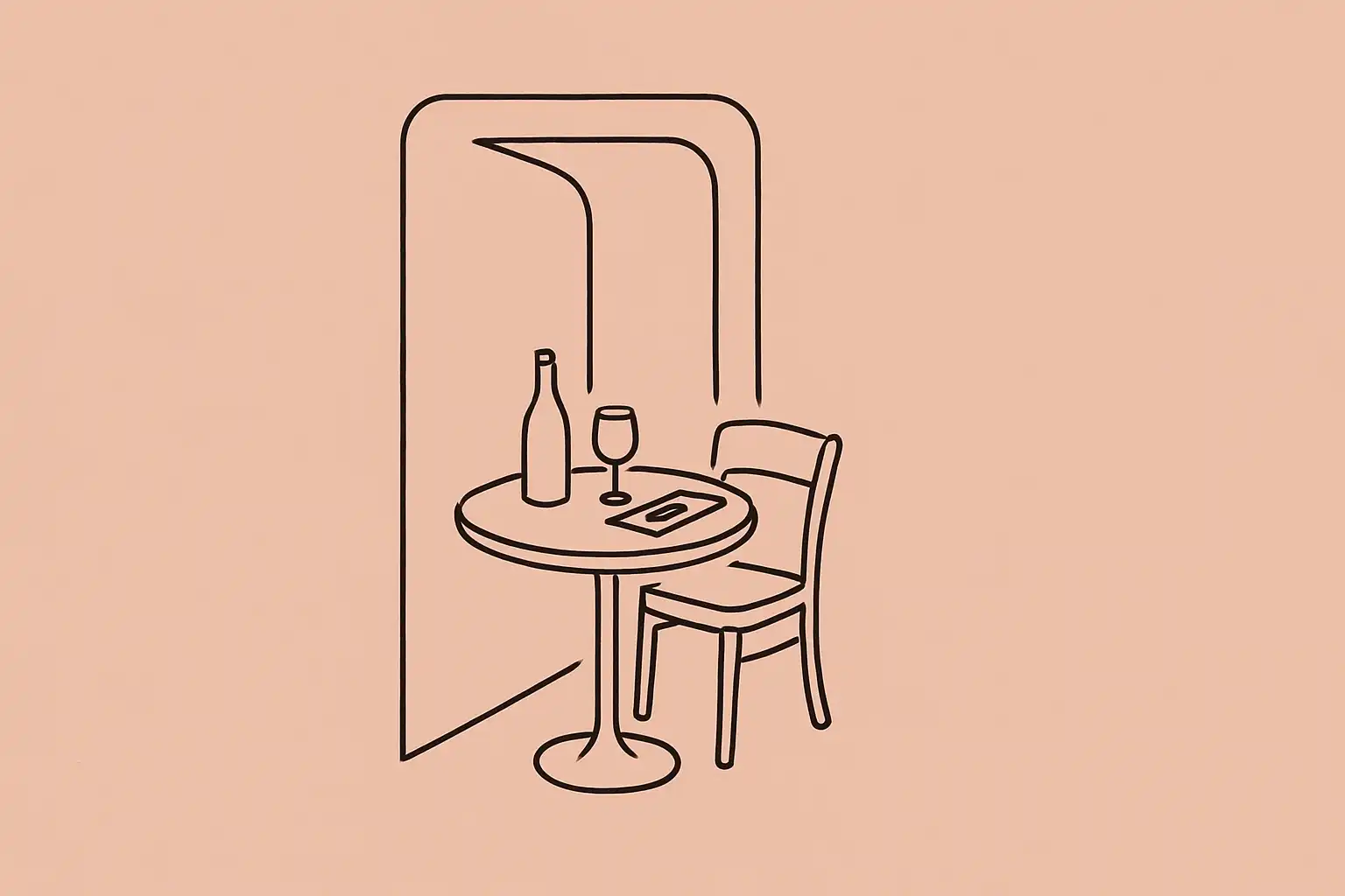 Table dressée visible à travers la porte ouverte d'un restaurant