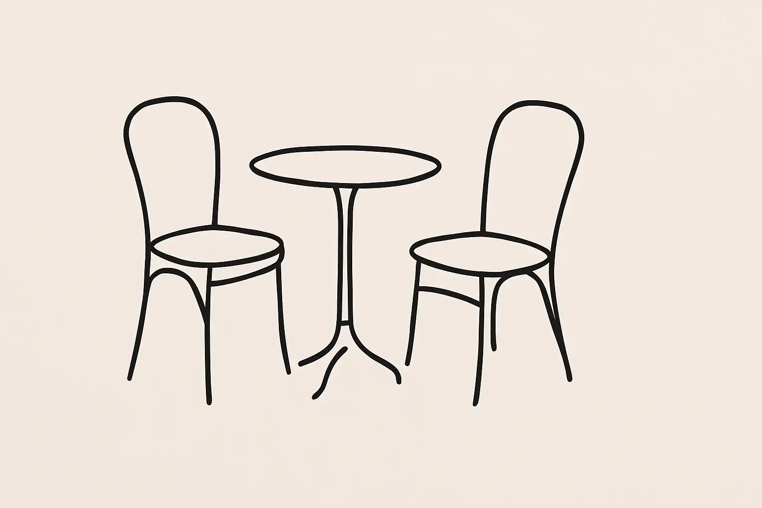 Deux chaises à une petite table de restaurant indépendant