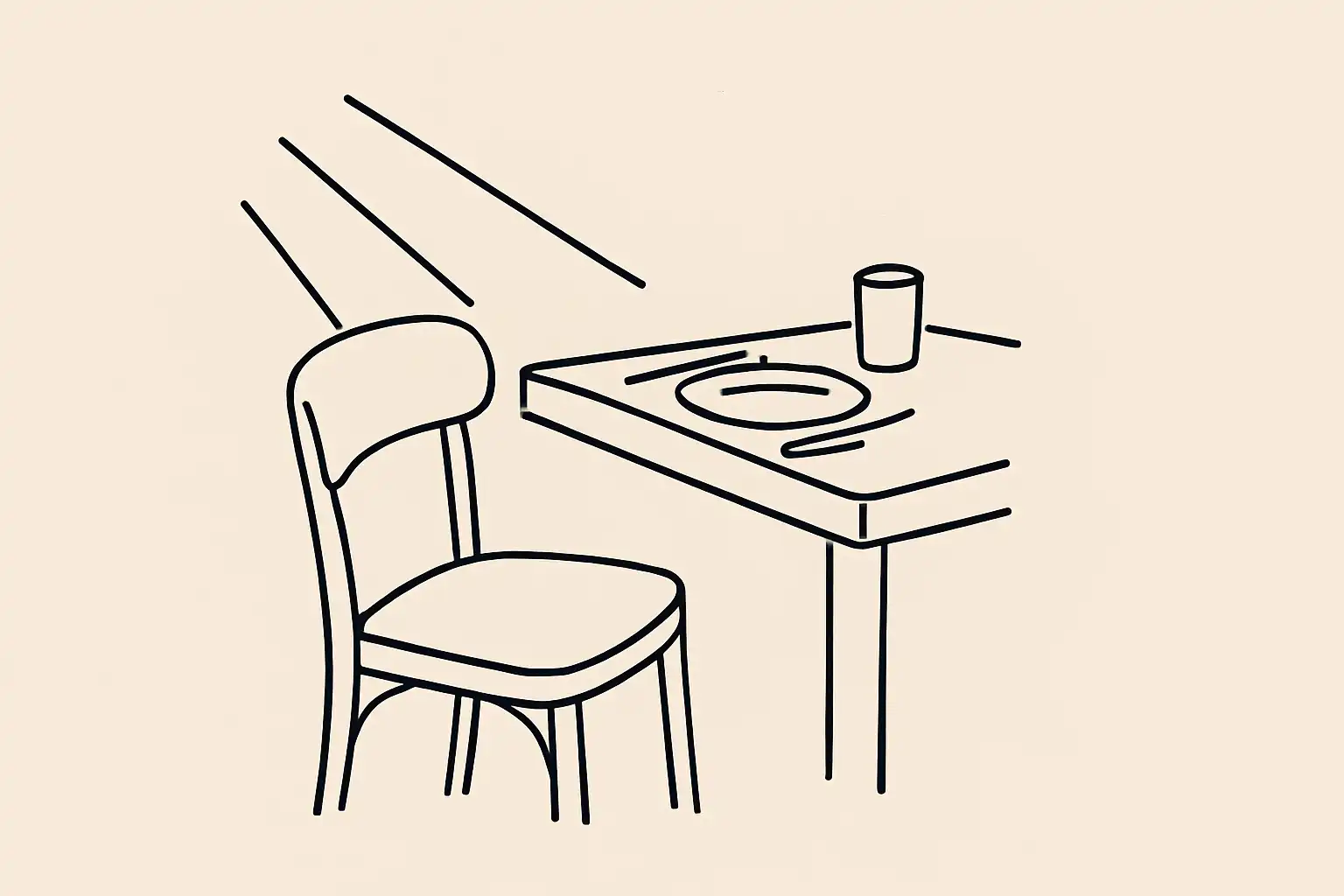Chaise vide tirée d'une table dressée dans un restaurant