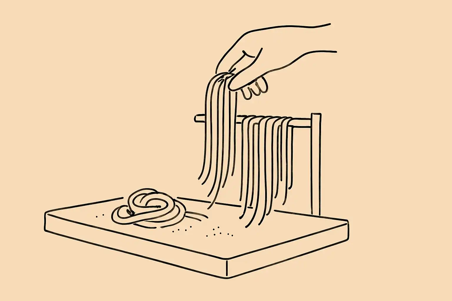 Pâtes fraîches sur un plan de travail, Moccione, Montréal