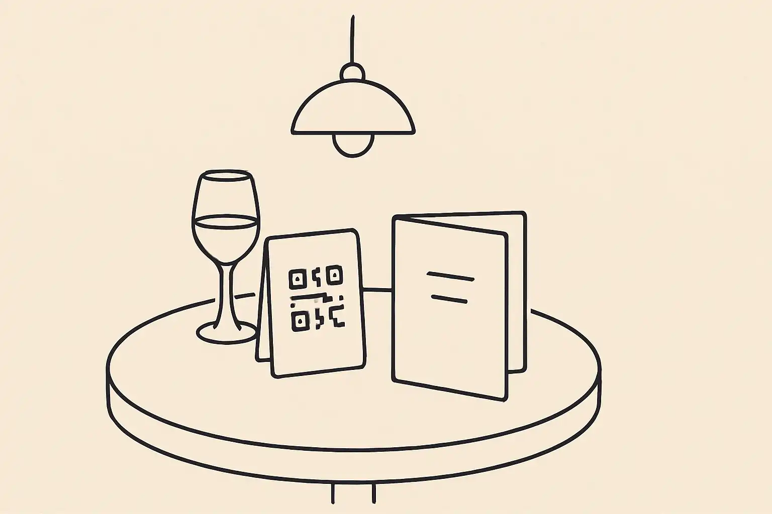 Menu QR code et menu papier sur une table de restaurant