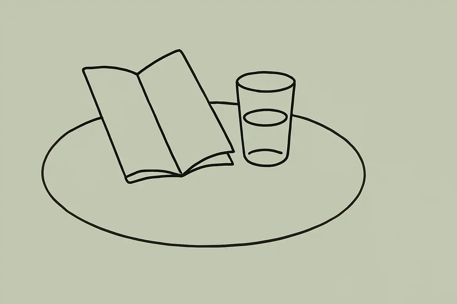 Menu ouvert posé à côté d'un verre sur une table de restaurant