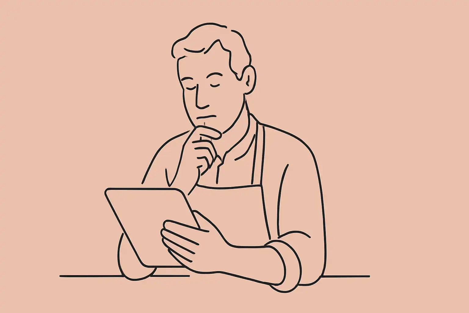 Propriétaire de restaurant indépendant consultant ses commandes de livraison sur tablette