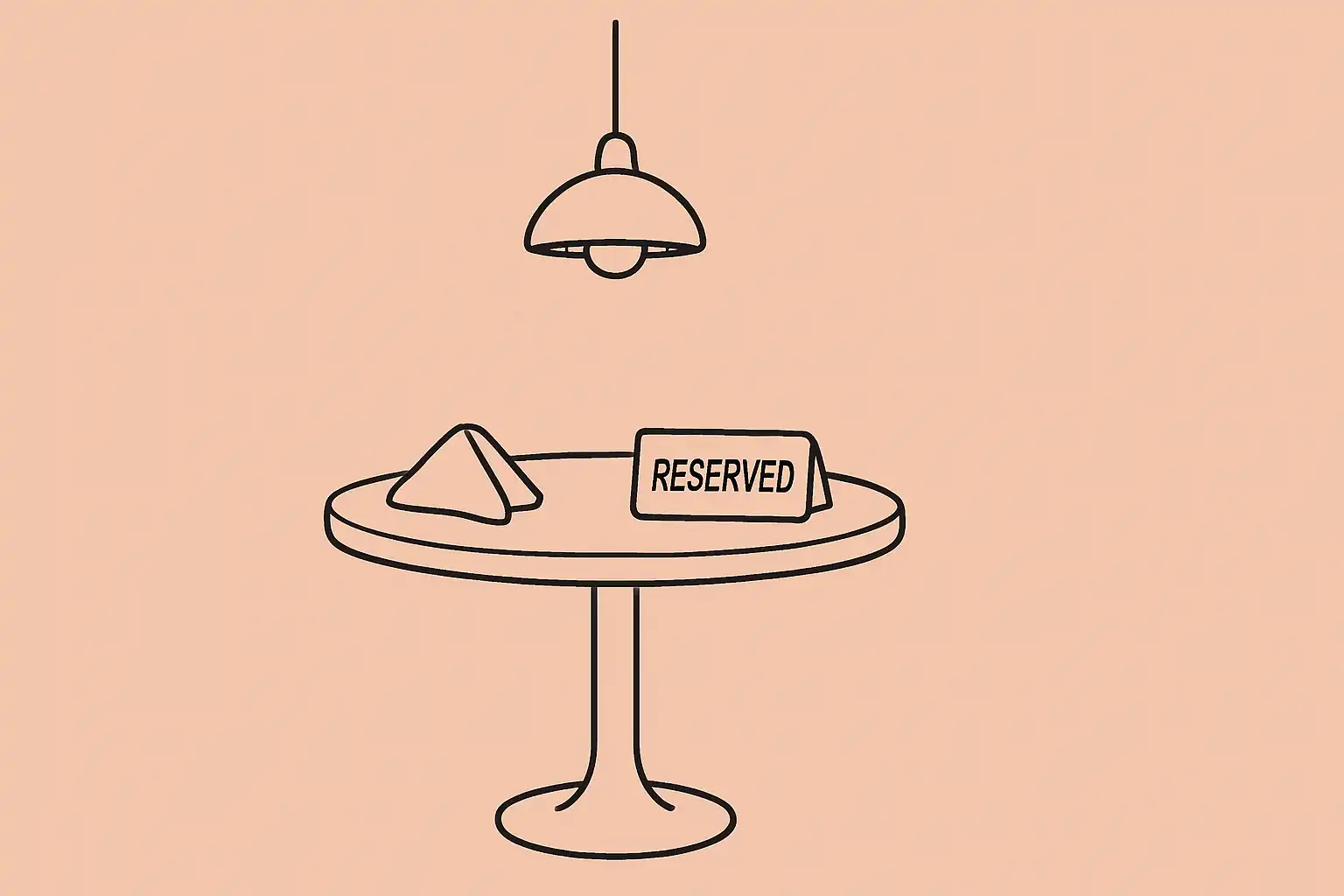 Empty restaurant table with reserved sign, candle lit, waiting for guests who haven't arrived