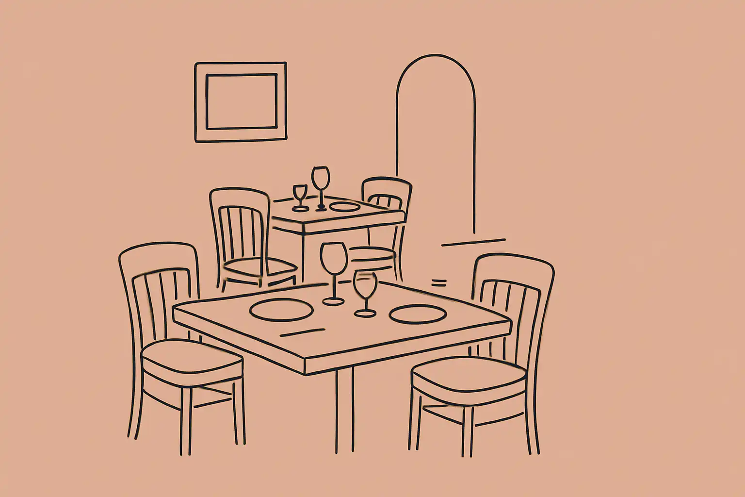 An empty restaurant table set for dinner in a quiet Ontario dining room