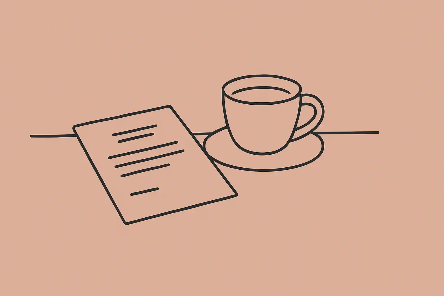 Document sur un comptoir de restaurant avec une tasse de cafe