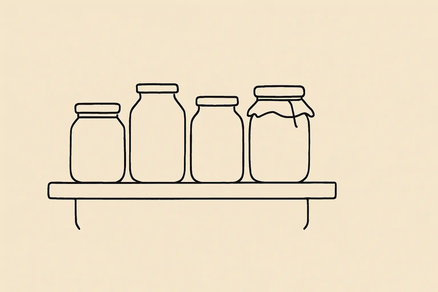 Illustration of preserving jars on a shelf