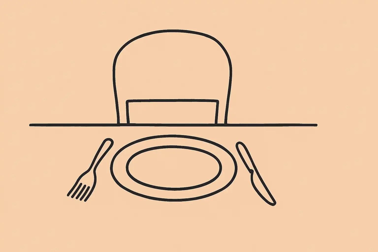 Assiette seule sur une table de restaurant vide